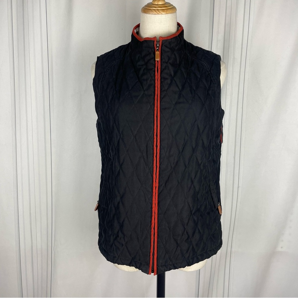 Peter Millar - Quilted Vest - Black/Burnt Orange - Women's Small‎